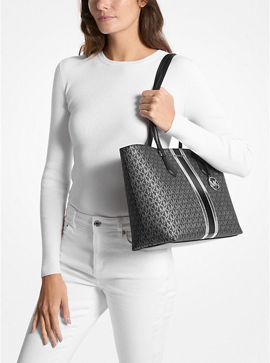 Michael Kors Sheila Large Signature Logo and Metallic Tote Bag