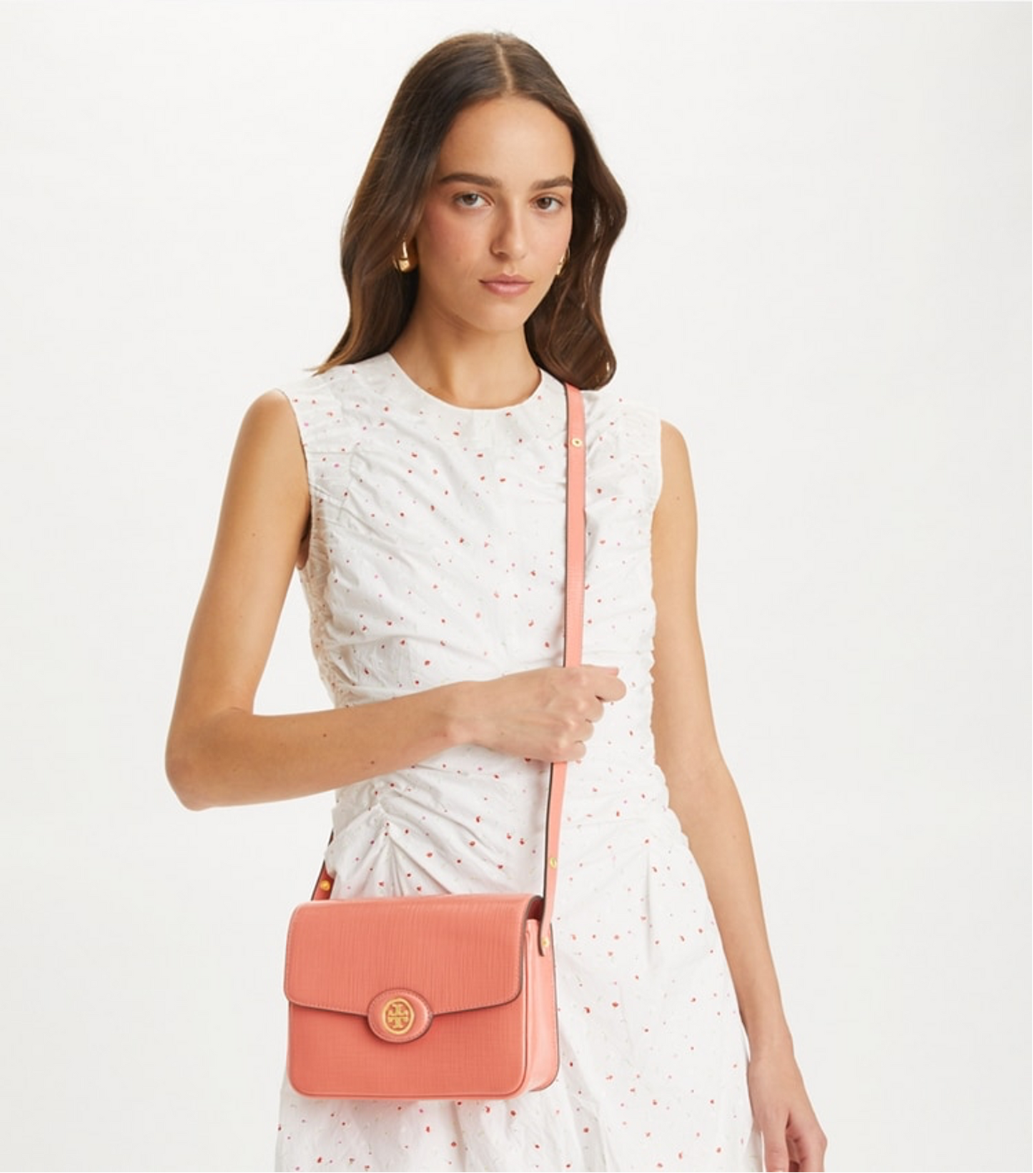 TORY BURCH ROBINSON CROSSHATCHED CONVERTIBLE SHOULDER BAG